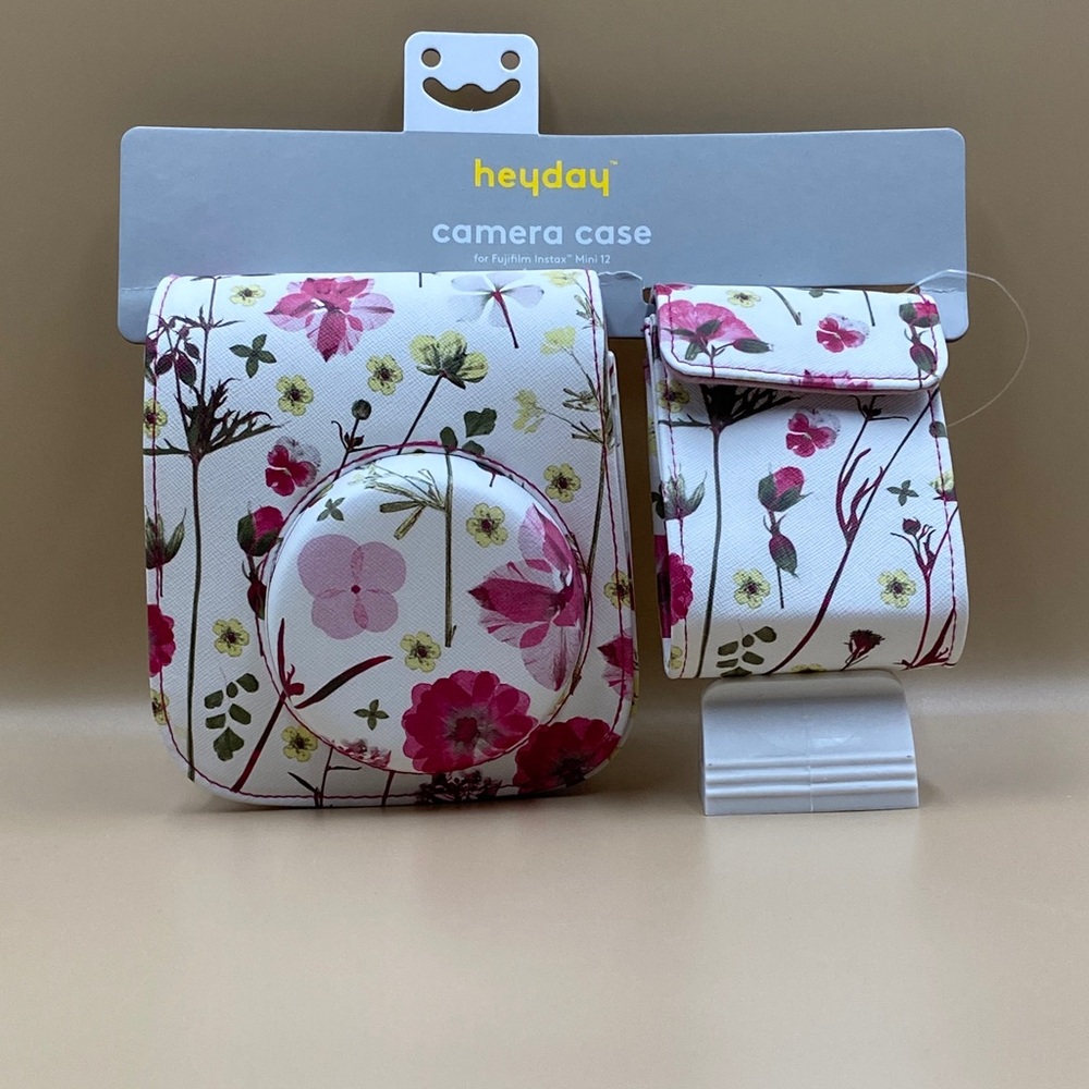 heyday White Floral Instant Camera Case with Pink Blossoms for fujiflim instax